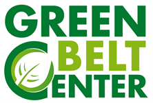 Green Belt Center, in grüner Schrift mit einem Blatt im Buchstabe C von Center