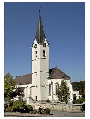 Bild im Hochformat der Pfarrkirche in Windhaag bei Freistadt
